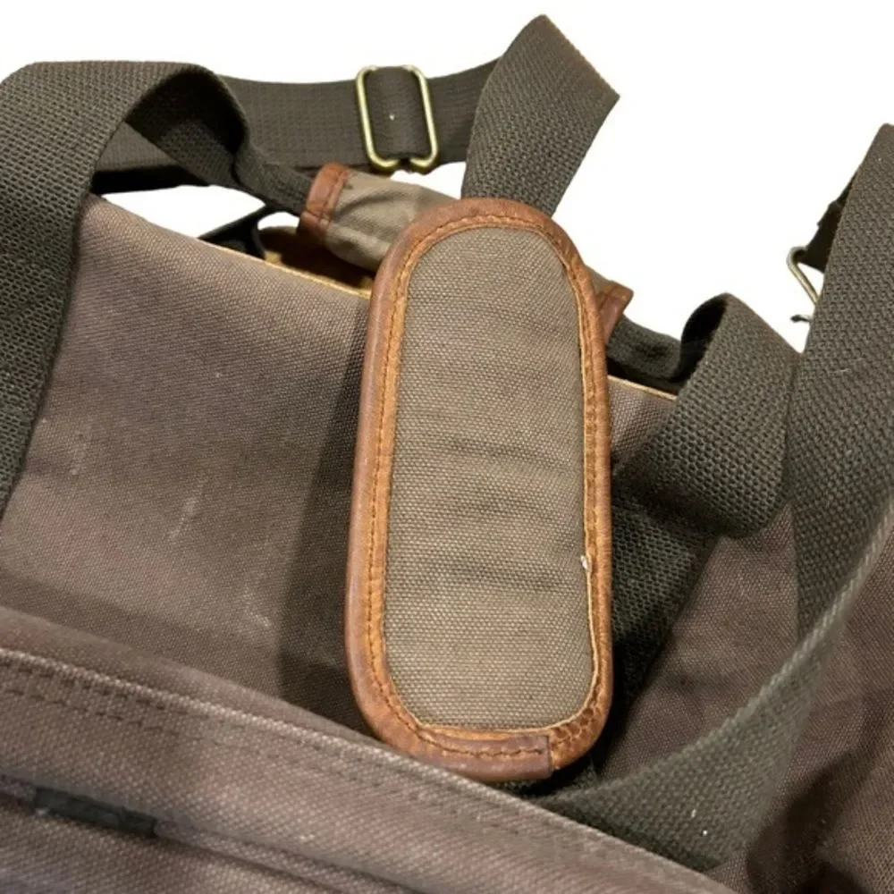 Vintage HIGH SIERRA Mens Brown Green Canvas Leather Flight Large Duffel‎ Bag